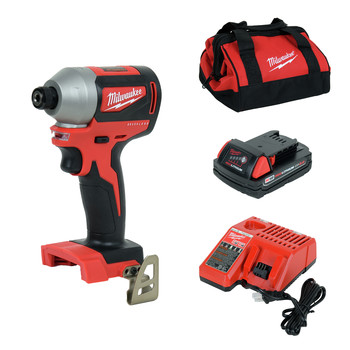 IMPACT DRIVERS | Milwaukee 2850-21P M18 Brushless Lithium-Ion Compact 1/4 in. Cordless Hex Impact Driver Kit (2 Ah)
